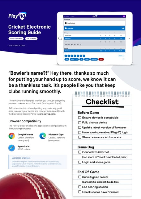 Selecting a game to score using electronic scoring – PlayHQ